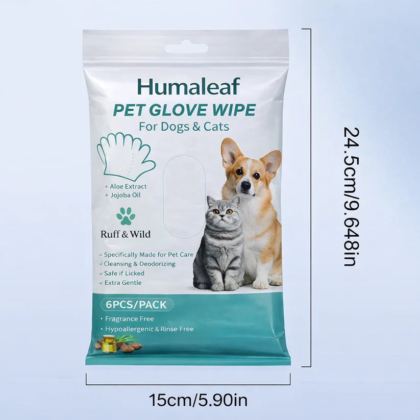 HumaLeaf®Hypoallergenic Pet Cleaning Glove Wipes (Unscented)